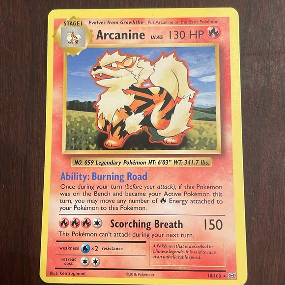 arcanine pokemon card value 18 108 - (18/108) Stage 1 Pokemon Arcanine ex 032/198 Double Rare